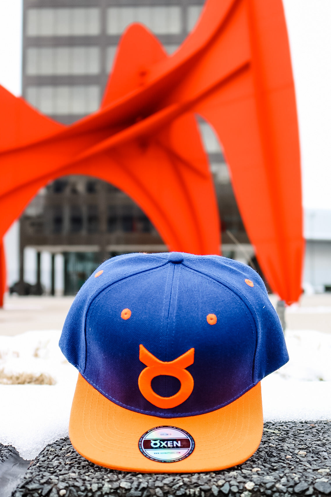 Classic Ring Snapback Hat - Navy / Orange